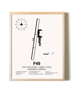 City Of Slaton / Larry T. Neal Memorial Airport framed wall art in white frame