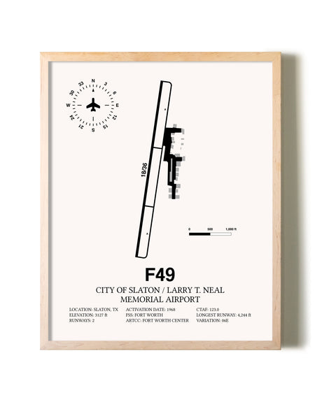 City Of Slaton / Larry T. Neal Memorial Airport framed wall art in white frame
