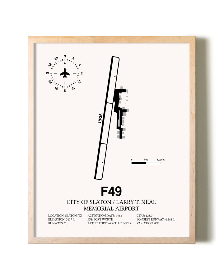 City Of Slaton / Larry T. Neal Memorial Airport framed wall art in white frame