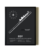 Unframed Charlotte-Monroe Executive Airport map print poster
