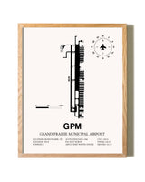 Grand Prairie Municipal Airport framed print in natural wood frame