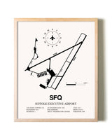 Suffolk Executive Airport framed wall art in white frame