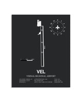 Gray Framed Vernal Regional Airport layout wall art poster