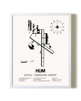Houma-Terrebonne Airport airport map poster in oak frame