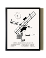 Framed Winter Haven Regional Airport wall art poster in black frame