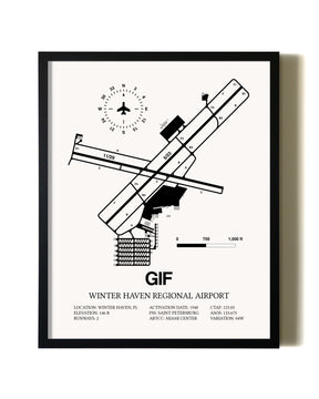 Framed Winter Haven Regional Airport wall art poster in black frame