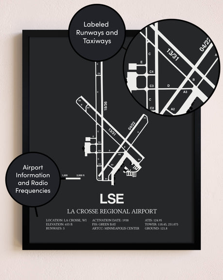 La Crosse Regional Airport poster size comparison chart