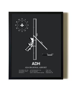 Unframed Ada Regional Airport map print poster