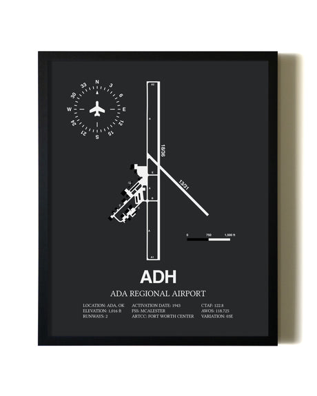Unframed Ada Regional Airport map print poster