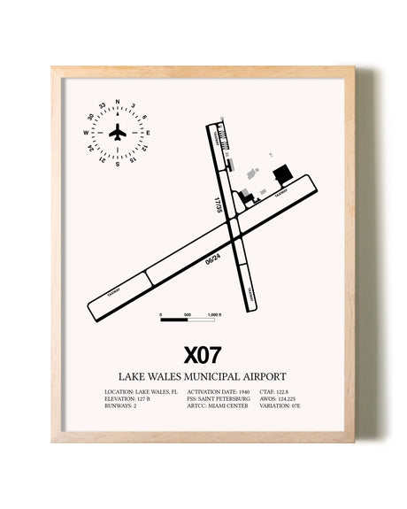 Lake Wales Municipal Airport framed wall art in white frame