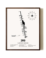 Lakeway Airpark aviation print in walnut frame