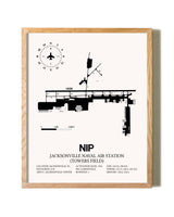 Jacksonville Naval Air Station (Towers Field) framed print in natural wood frame