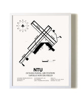 Oceana Naval Air Station (Apollo Soucek Field) airport map poster in oak frame
