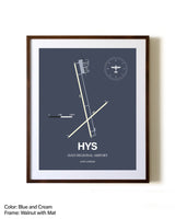 Hays Regional Airport aviation print in walnut frame with mat