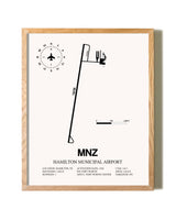 Hamilton Municipal Airport framed print in natural wood frame