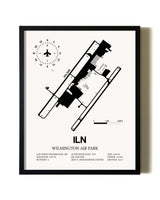 Framed Wilmington Air Park wall art poster in black frame