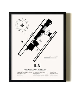 Framed Wilmington Air Park wall art poster in black frame
