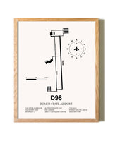Romeo State Airport framed print in natural wood frame