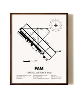 Tyndall Air Force Base aviation print in walnut frame