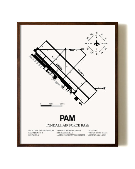 Tyndall Air Force Base aviation print in walnut frame