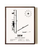 Deer Park Airport aviation print in walnut frame