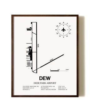 Deer Park Airport aviation print in walnut frame