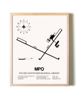 Pocono Mountains Regional Airport framed wall art in white frame