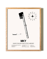 Marco Island Executive Airport framed print in natural wood frame