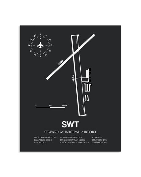 Gray Framed Seward Municipal Airport layout wall art poster