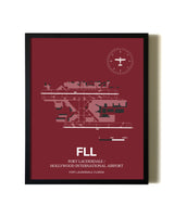 Red Framed Fort Lauderdale/Hollywood International Airport wall art poster in black frame