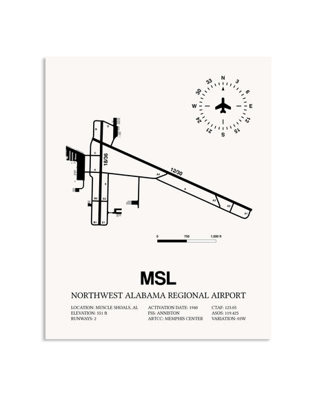 Gray Northwest Alabama Regional Airport framed poster displayed in an airplane hangar