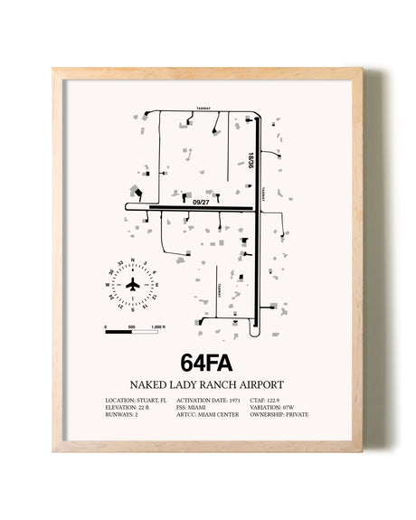 Naked Lady Ranch Airport framed wall art in white frame