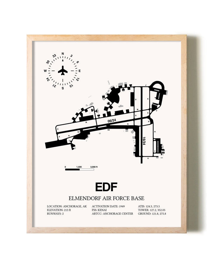 Elmendorf Air Force Base framed wall art in white frame