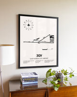 East Kansas City Airport aviation wall décor in black wood frame
