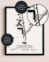Framed St. Pete-Clearwater International Airport layout wall art poster