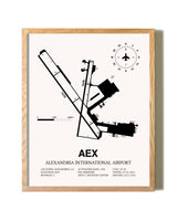 Alexandria International Airport framed print in natural wood frame