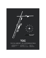 Gray Framed Toccoa Airport - R.G. Letourneau Field layout wall art poster