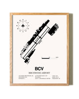 Birchwood Airport framed print in natural wood frame