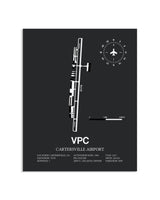 Gray Framed Cartersville Airport layout wall art poster
