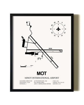 Framed Minot International Airport wall art poster in black frame