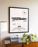 Jack Northrop Field / Hawthorne Municipal Airport aviation wall décor in black wood frame