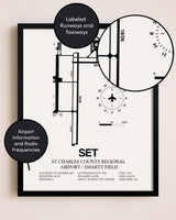 Framed St. Charles County Regional Airport / Smartt Field layout wall art poster