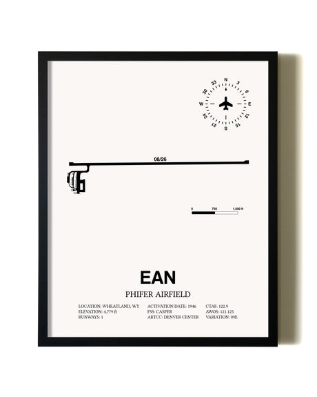 Framed Phifer Airfield wall art poster in black frame