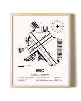 Crystal Airport framed wall art in white frame