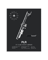 Gray Framed St. Clair County Airport layout wall art poster