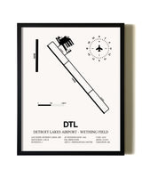 Framed Detroit Lakes Airport-Wething Field wall art poster in black frame