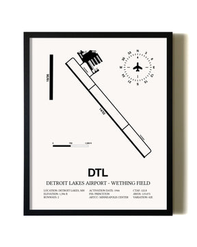 Framed Detroit Lakes Airport-Wething Field wall art poster in black frame