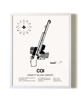 Merritt Island Airport airport map poster in oak frame