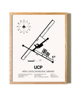 New Castle Municipal Airport framed print in natural wood frame