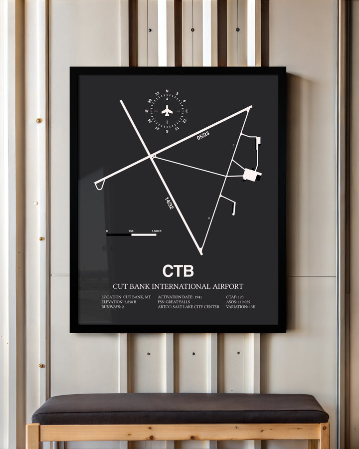 Frame color options for Cut Bank International Airport Wall Art